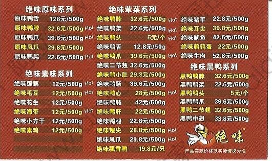 绝味鸭脖的外卖单